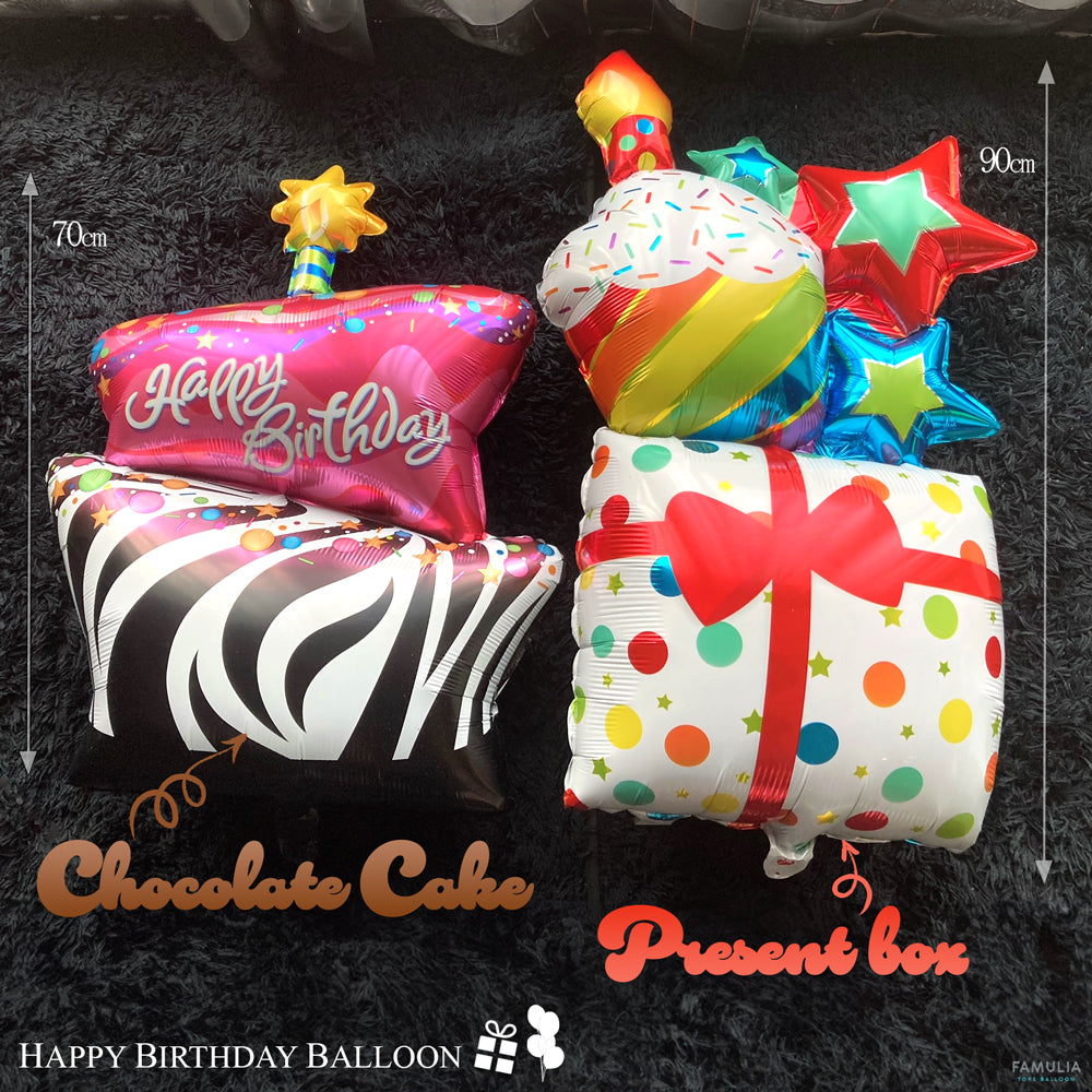 誕生日バルーン(チョコケーキver) HAPPYBIRTHDAYバルーン風船