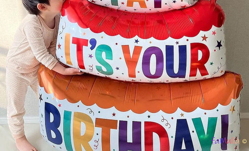 バースデーバルーンケーキ【特大サイズ90cm】飾り付け 風船 HAPPYBITHDAY