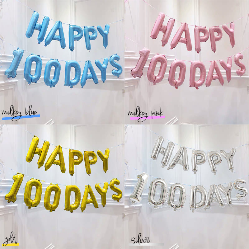 100日祝い飾り付け用風船 HAPPY100DAYSバルーン【4カラー】飾り 写真