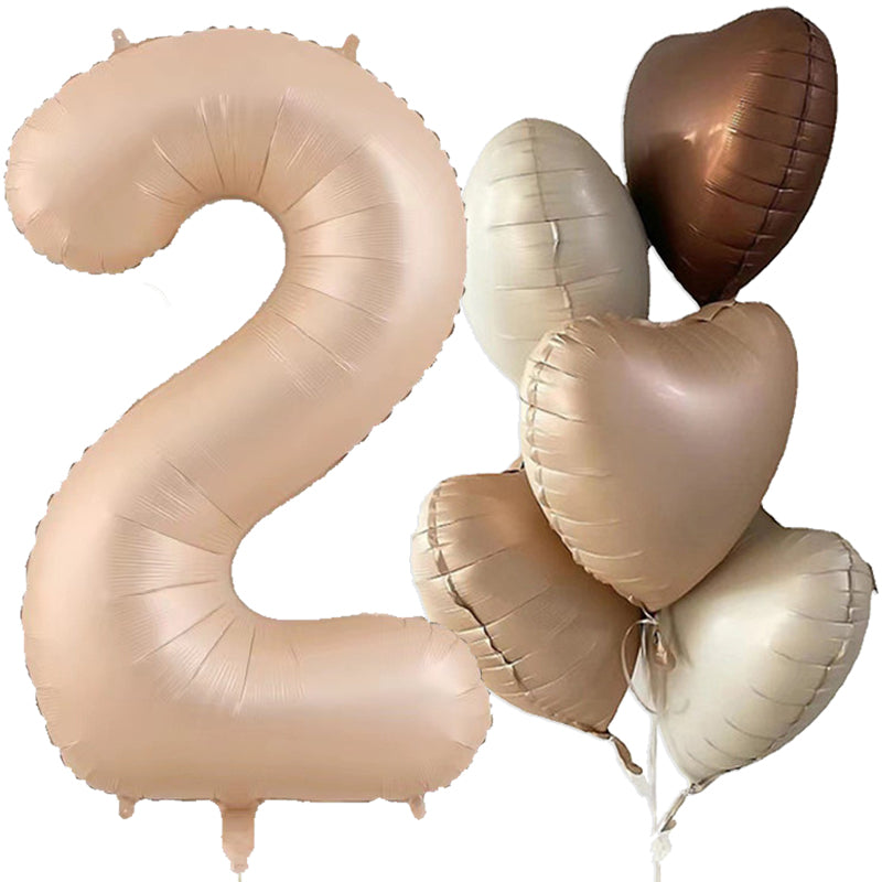 1歳/2歳 誕生日 飾り付けバルーンセット お祝いフォト用 男の子/女の子【くすみカラー3色 数字0~9】青ピンクチョコレート