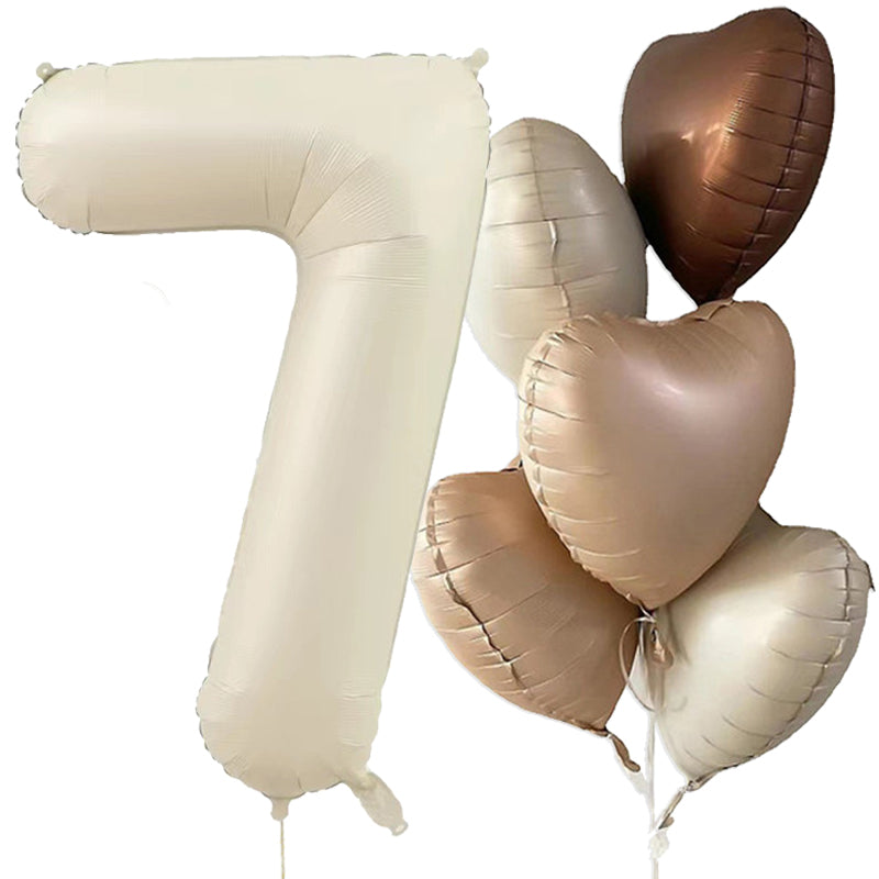 1歳/2歳 誕生日 飾り付けバルーンセット お祝いフォト用 男の子/女の子【くすみカラー3色 数字0~9】青ピンクチョコレート