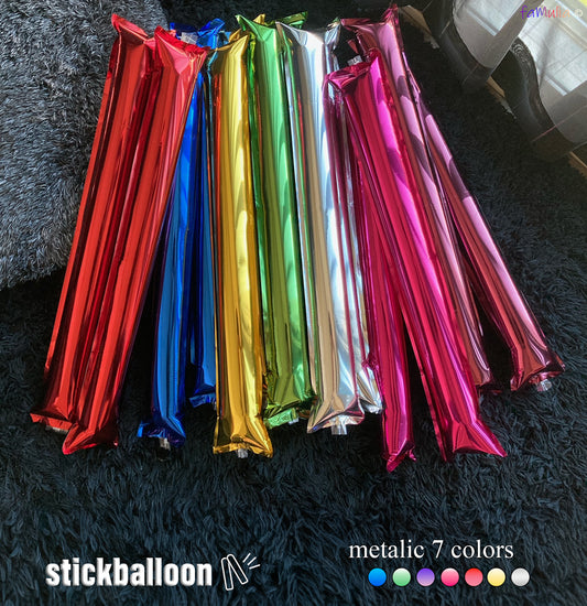 スティックバルーン 60cmサイズ メタリックカラー 20本/100本 各色 応援グッズ 各種スポーツ【無地】