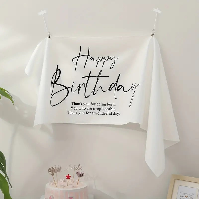 誕生日タペストリー横長 バースデー 飾り付け【ドレープ式 120cmサイズ】HappyBirthday