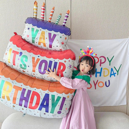 バースデーバルーンケーキ【特大サイズ90cm】飾り付け 風船 HAPPYBITHDAY