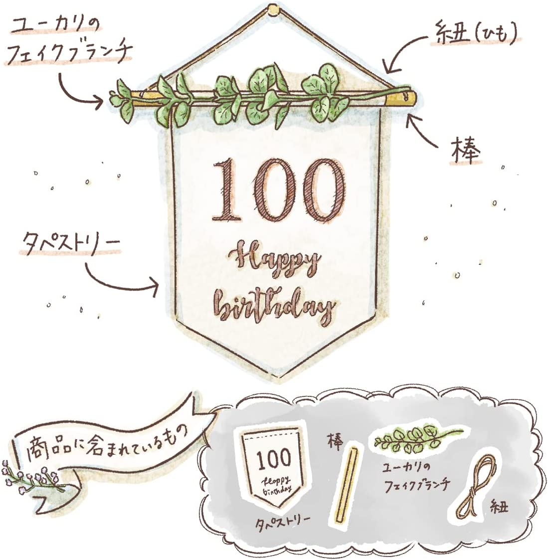 100日祝い タペストリー 100days - お食い初め用品